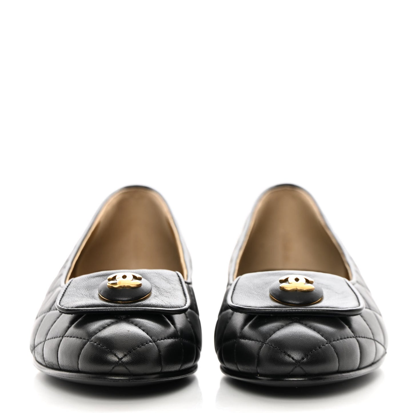 Lambskin Quilted CC Ballerina Flats 38 Black