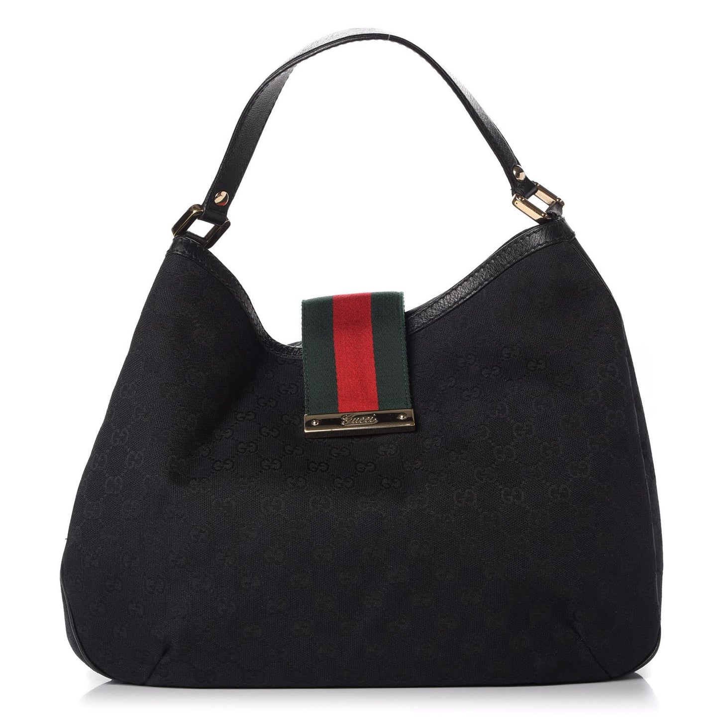 Monogram Large New Ladies Web Hobo Black