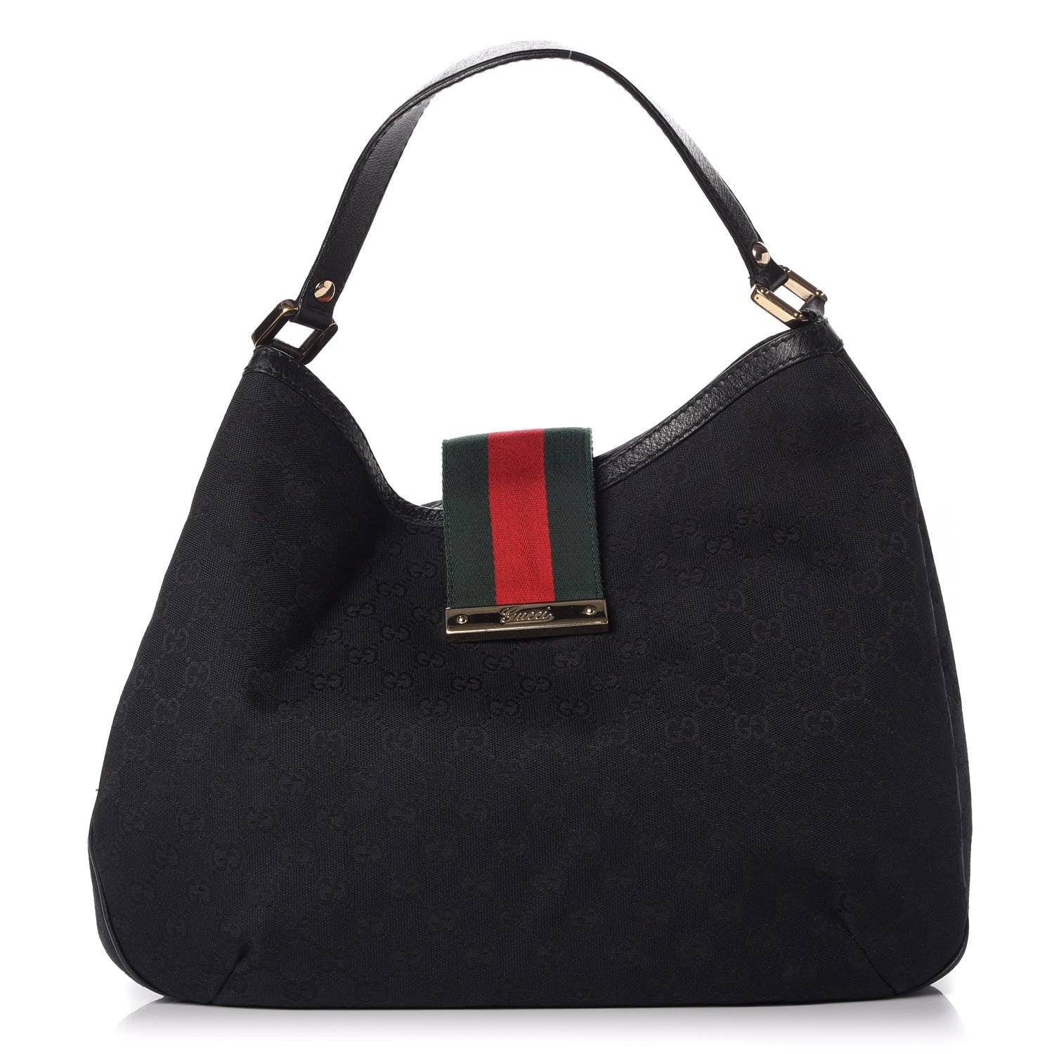 Gucci Monogram Large New Ladies Web Hobo Black 1 of 7