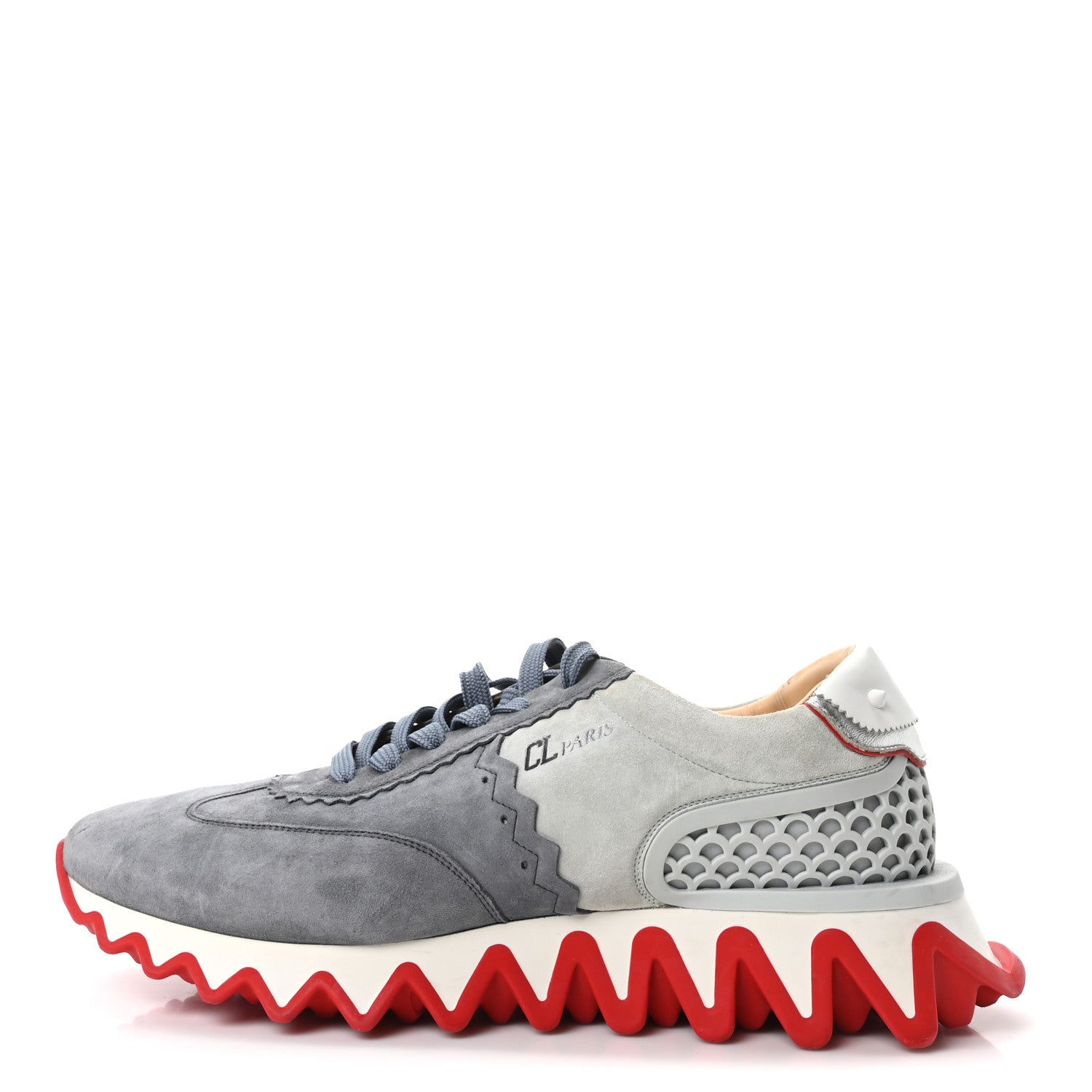 Christian Louboutin Suede Calfskin Mens Loubishark Sneakers 45 Grey Blue 1 of 9