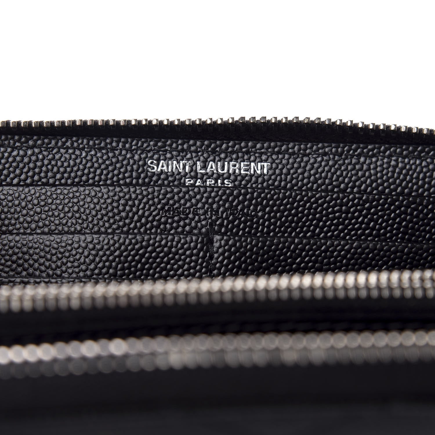 Saint Laurent Grain De Poudre Matelasse Chevron Monogram Zip Around Wallet Black 6 of 7