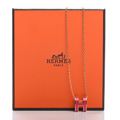 Hermes Lacquered Gold Pop H Pendant Necklace Rose Extreme 7 of 7