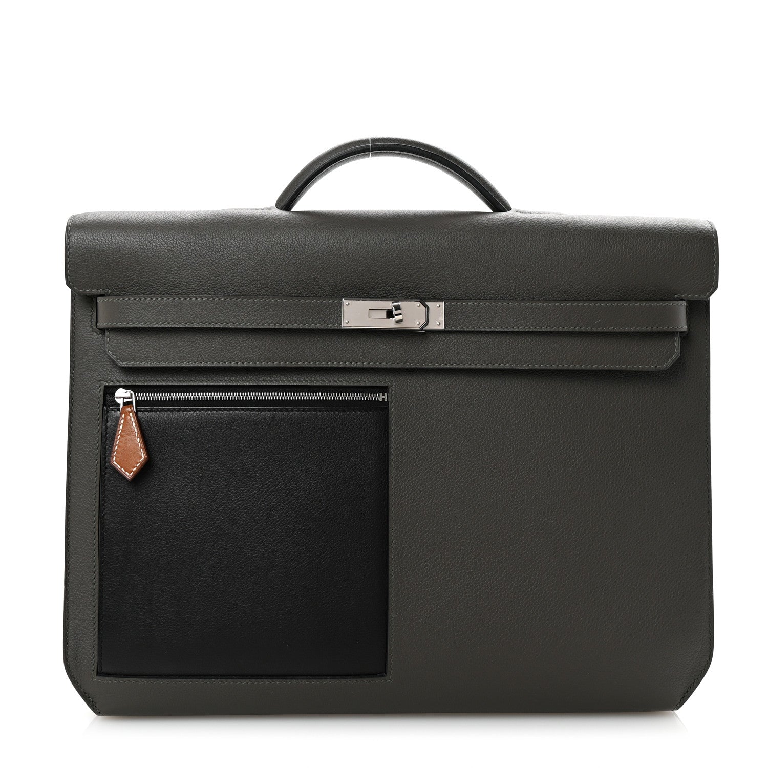 Hermes Evercolor Evergrain Barenia Kelly Depeches 36 Briefcase Vert De Gris Black Fauve 1 of 6