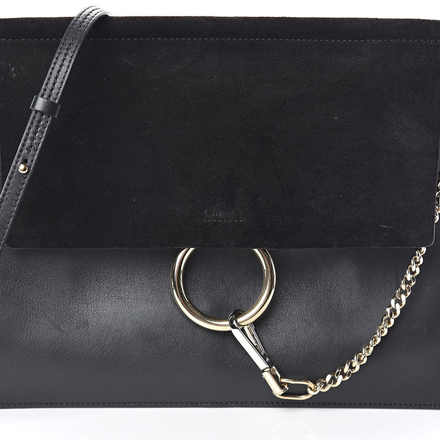 Suede Calfskin Medium Faye Shoulder Bag Black