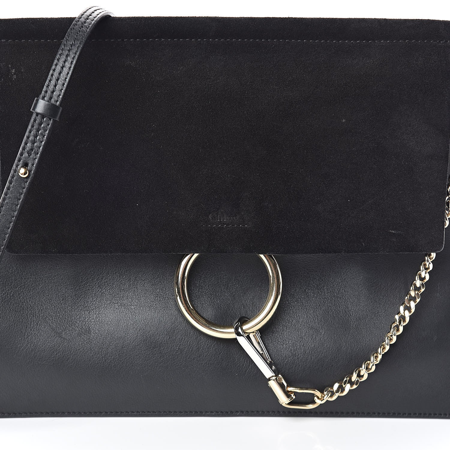 Chloe Suede Calfskin Medium Faye Shoulder Bag Black 7 of 9