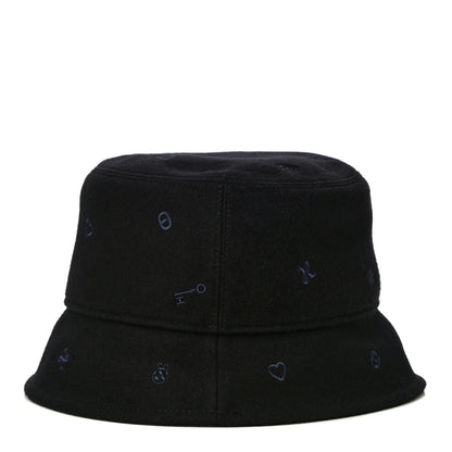 Hermes Cashmere Debbie Charms Bucket Hat 58 Black 3 of 7