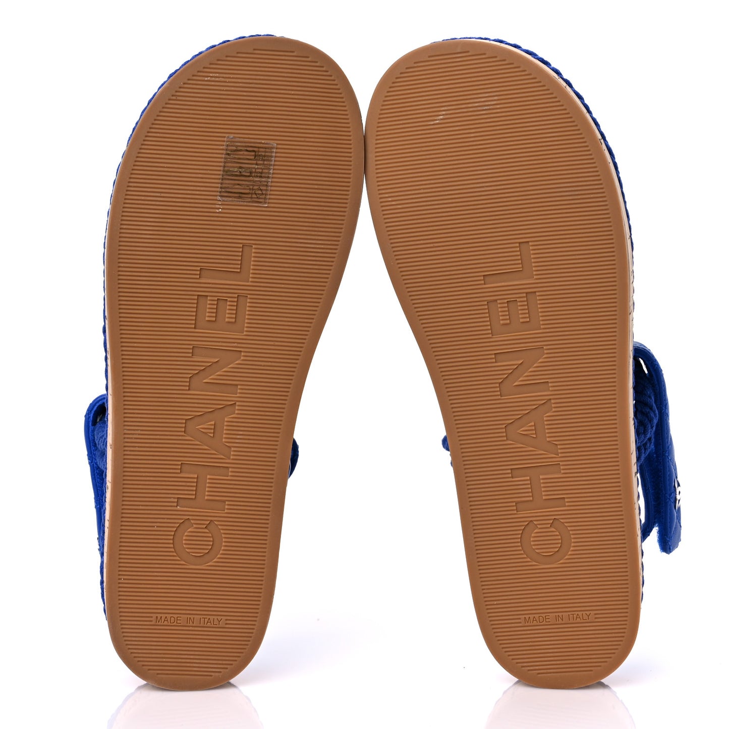 Cord Lambskin Quilted Logo Sandals 40 Blue