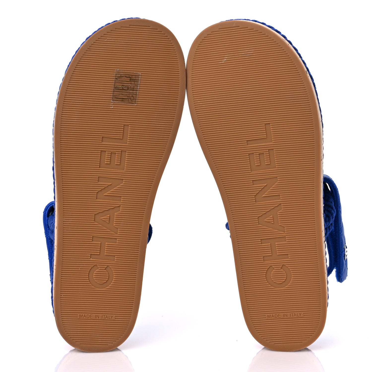 Chanel Cord Lambskin Quilted Logo Sandals 40 Blue 5 of 10