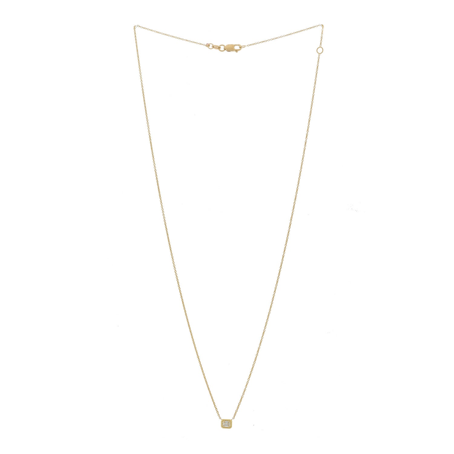 Roberto Coin 18K Yellow Gold Diamond .17ct Emerald Cut Solitaire Pendant Necklace 3 of 6