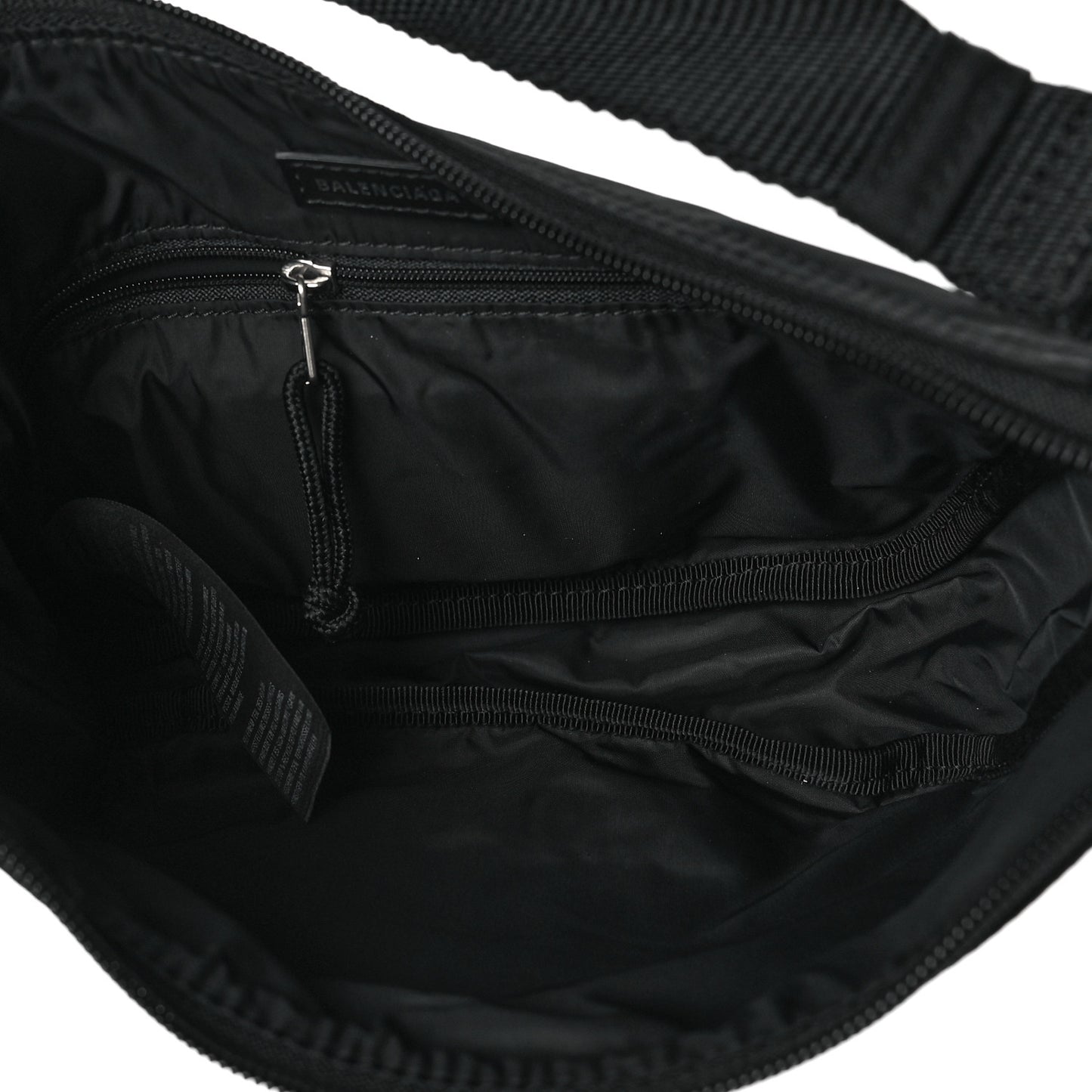 Recycled Sport Nylon Logo Embroidered Wheel Sling Bag Black White