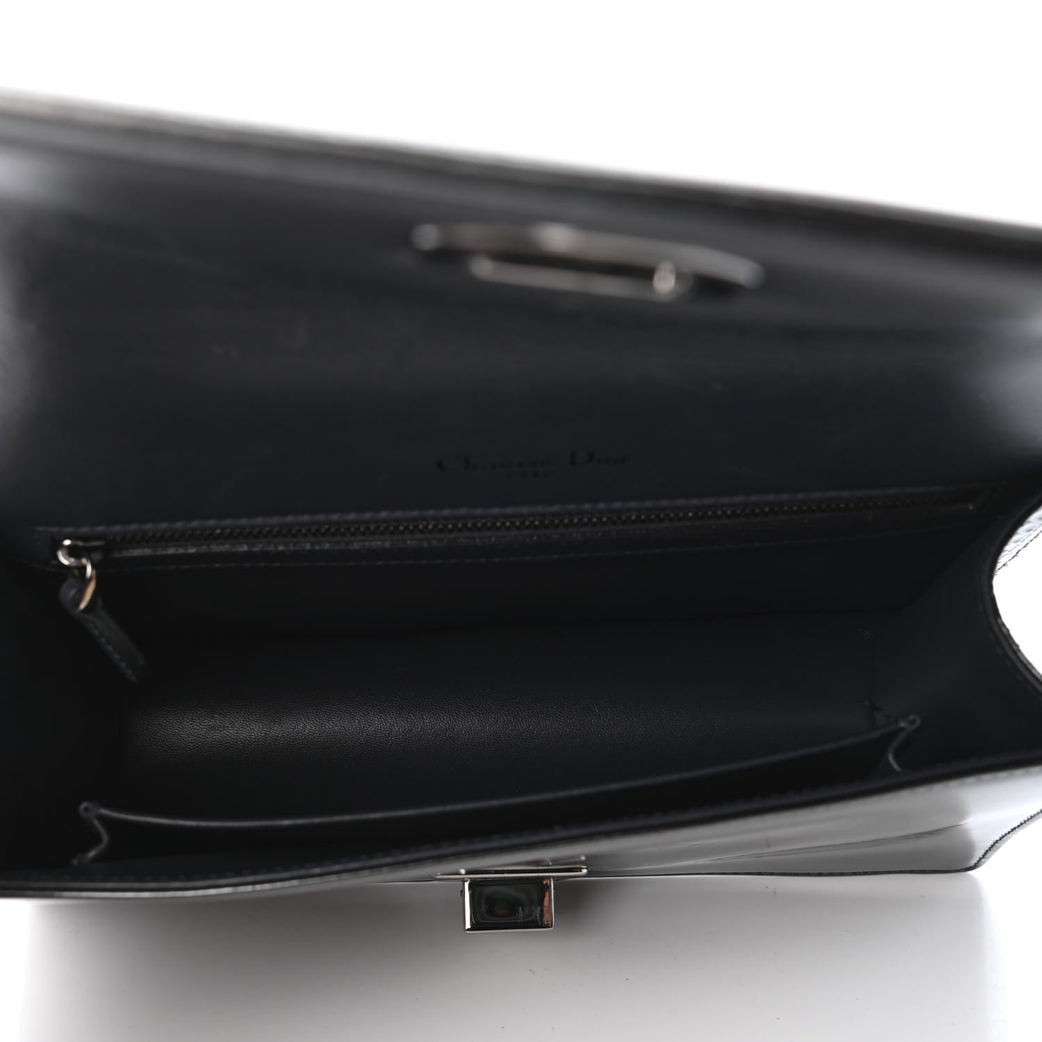 Christian Dior Metallic Patent Micro-Cannage Medium Diorama Flap Bag Graphite 4 of 4