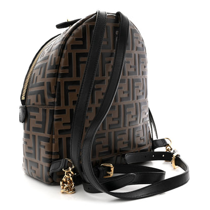 Fendi Vitello Bi-Color FF 1974 Embossed Mini Backpack Maya Black 3 of 13