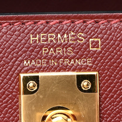 Hermes Madame Calfskin Shiny Alligator Kelly Sellier Touch 25 Rouge H 6 of 12