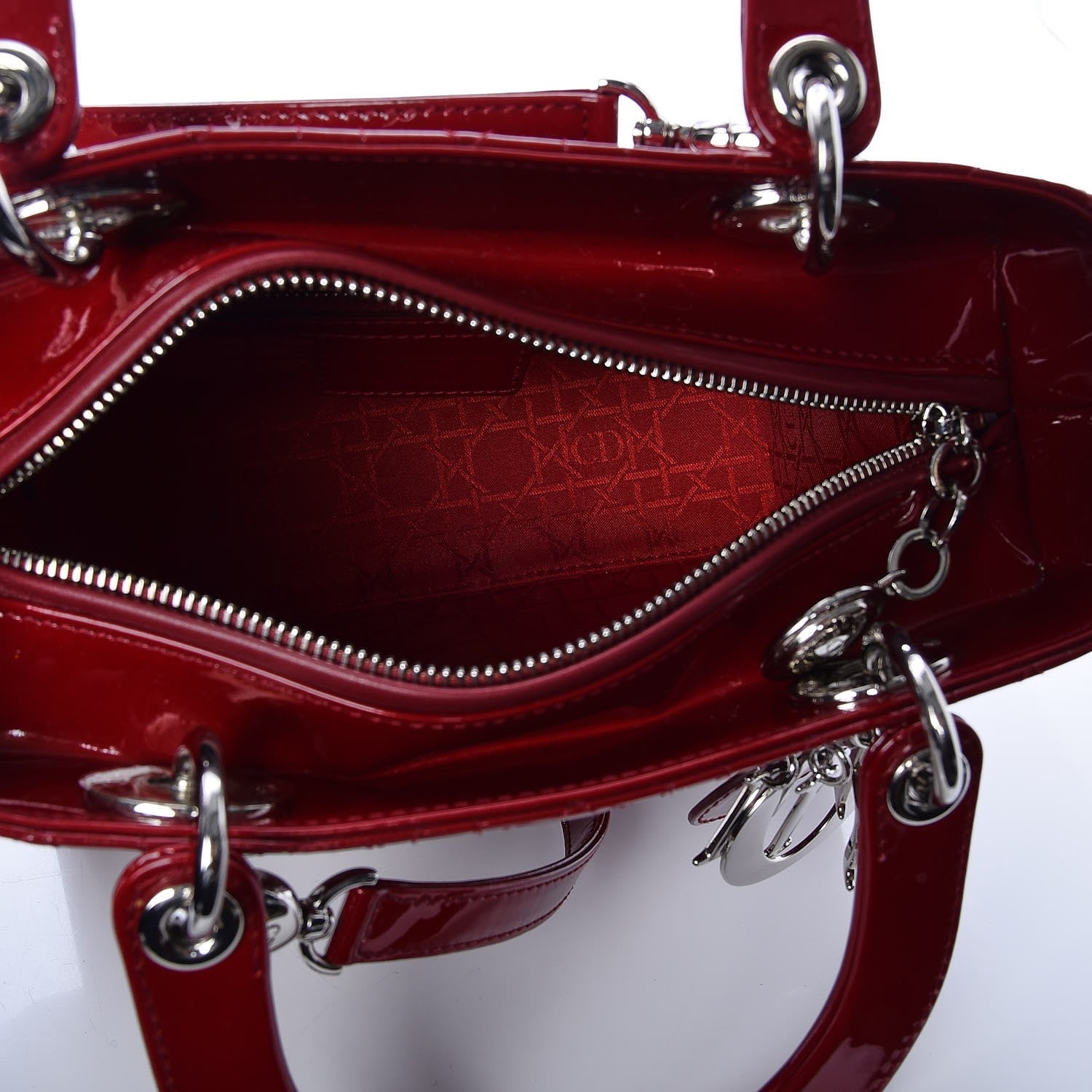 Christian Dior Patent Cannage Medium Lady Dior Red 6 of 10