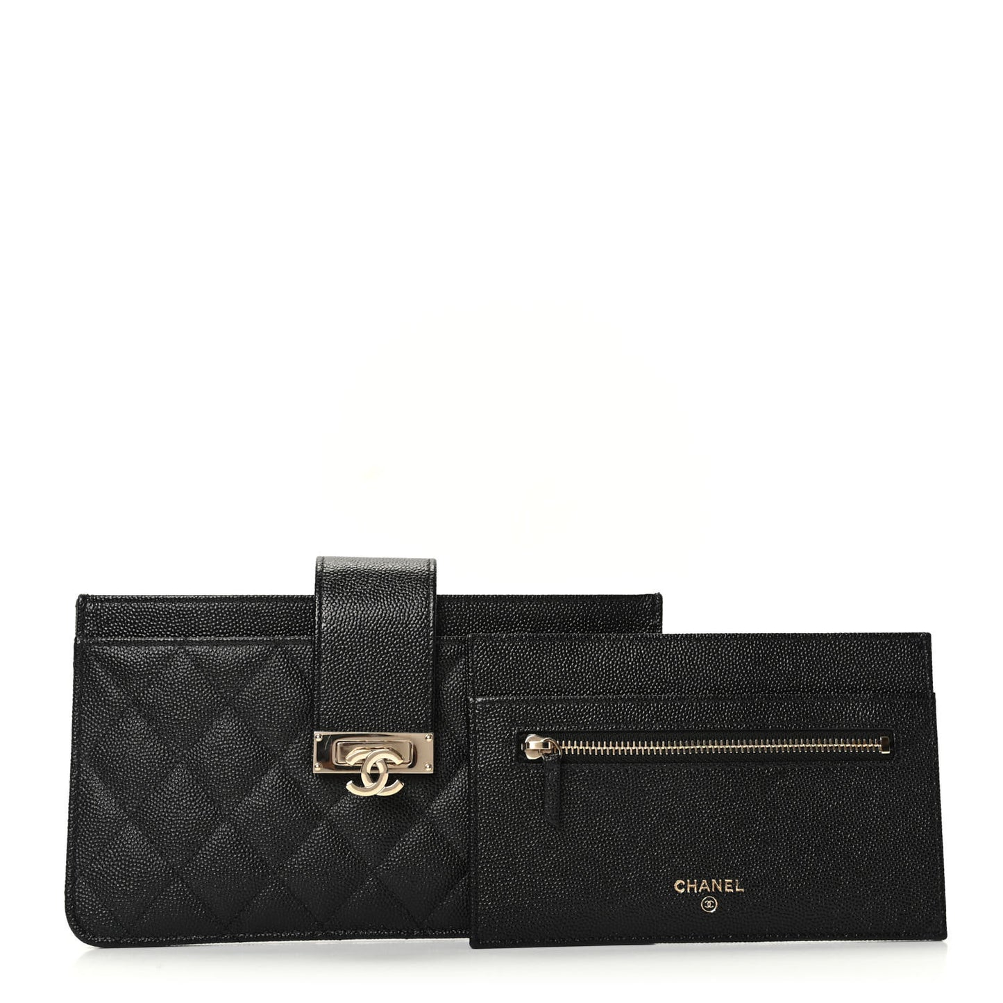 Caviar Quilted CC Strap Pouch Black