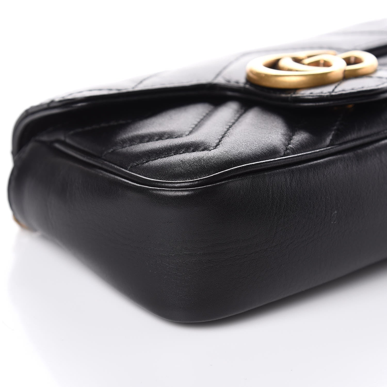 Gucci Calfskin Matelasse Super Mini GG Marmont Shoulder Bag Black 9 of 15