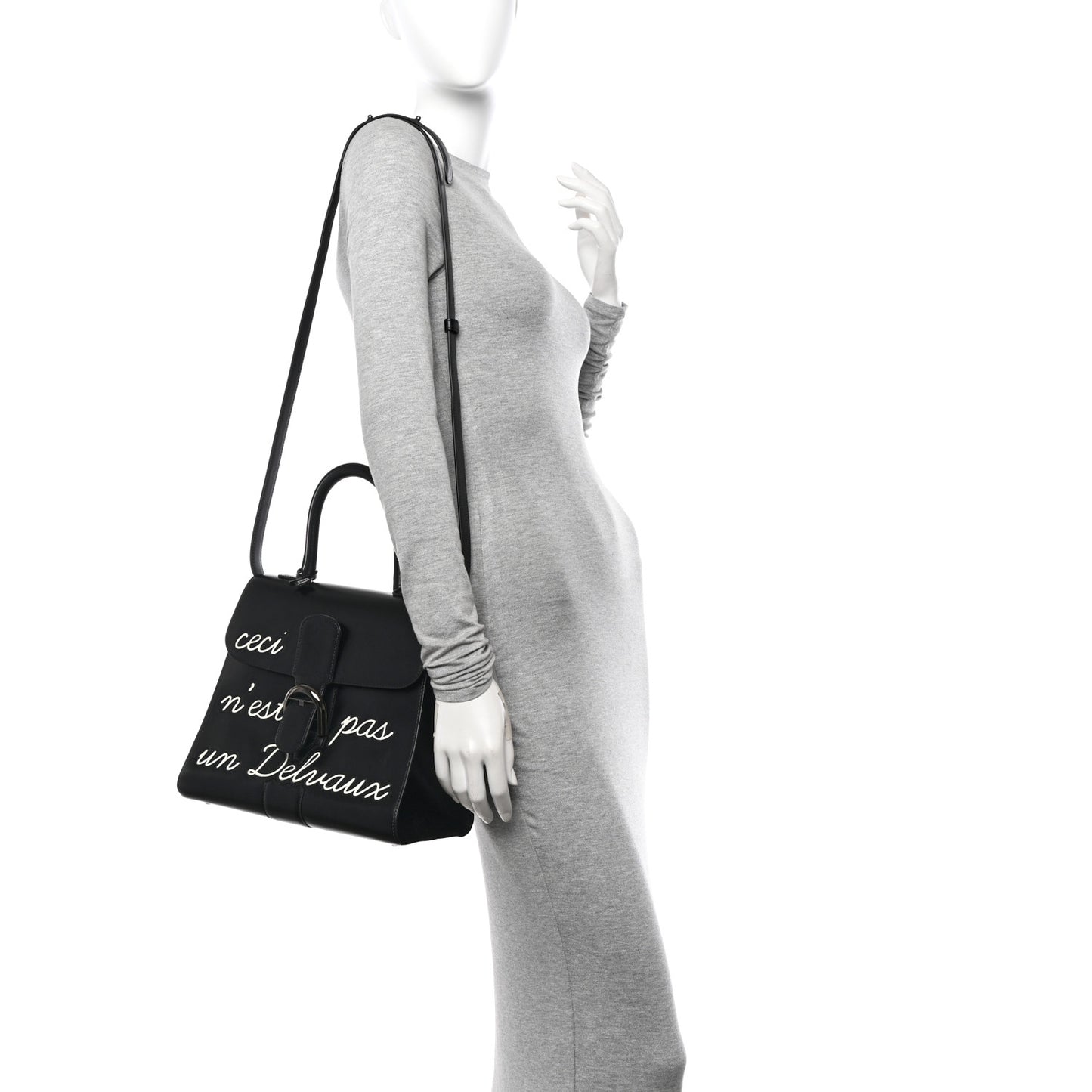 Calfskin MM L'Humour Brillant Satchel Black