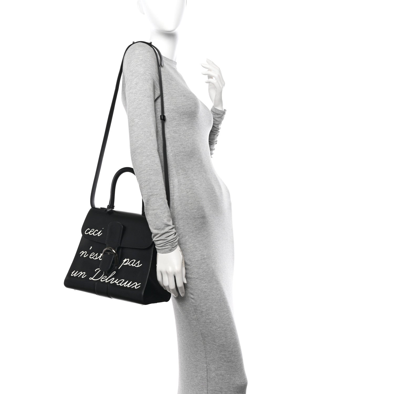 Delvaux Calfskin MM L'Humour Brillant Satchel Black 2 of 12