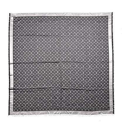 Louis Vuitton Wool Silk Monogram Denim Shawl Black 1 of 6