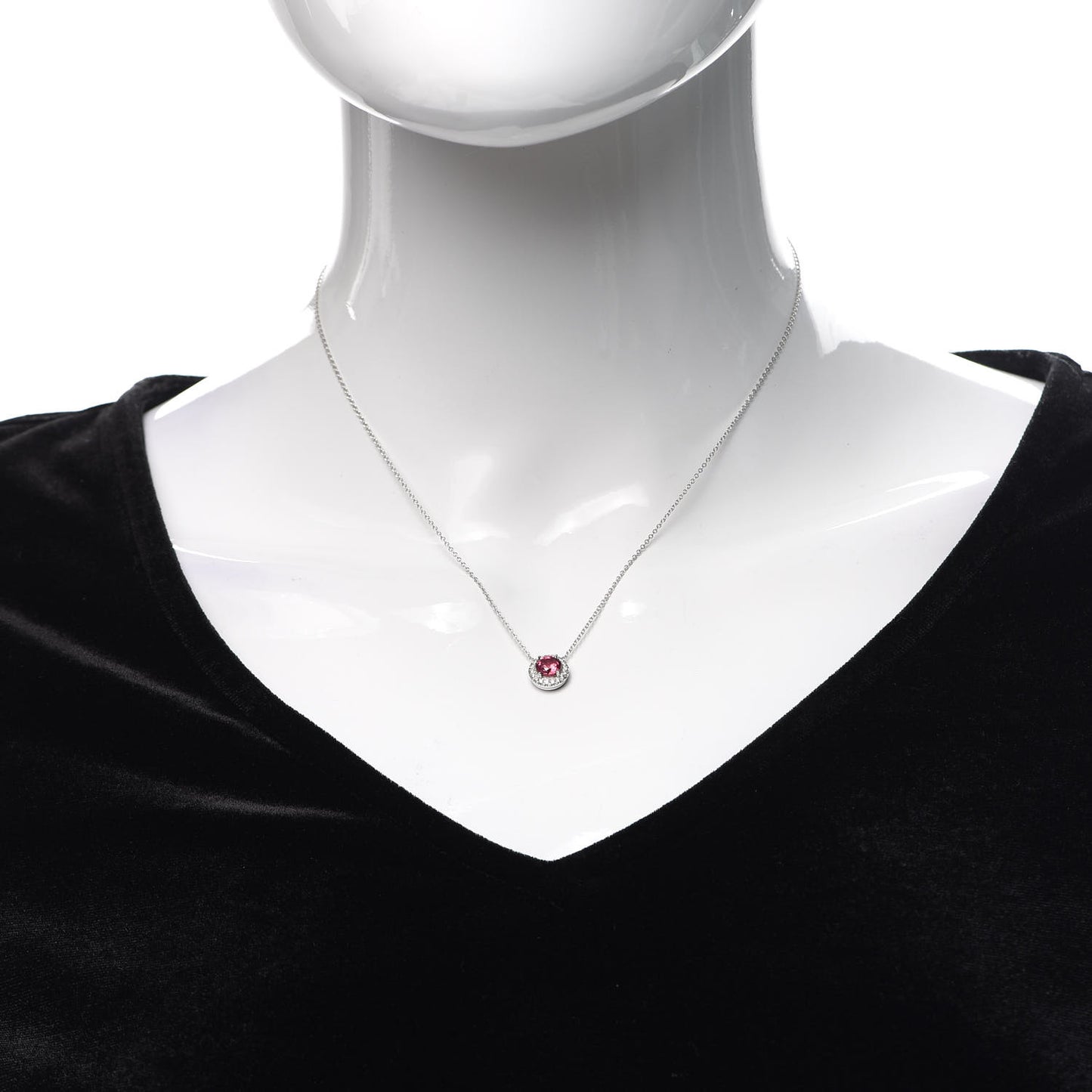Platinum Diamond Pink Tourmaline Soleste Pendant Necklace