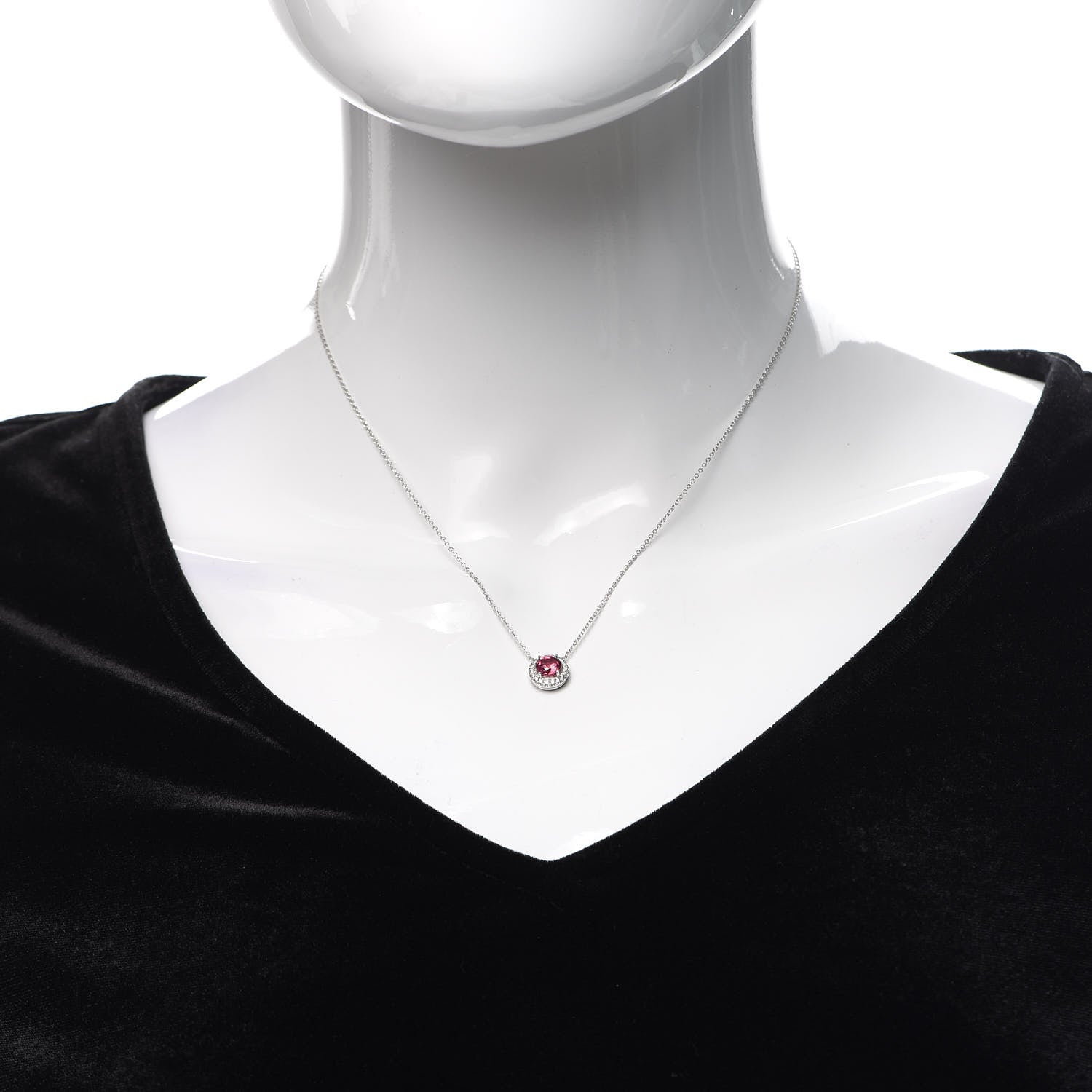 Tiffany Platinum Diamond Pink Tourmaline Soleste Pendant Necklace 2 of 6