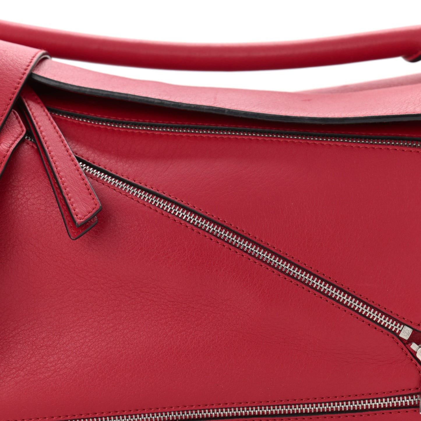 Calfskin Zipper Puzzle Bag Red
