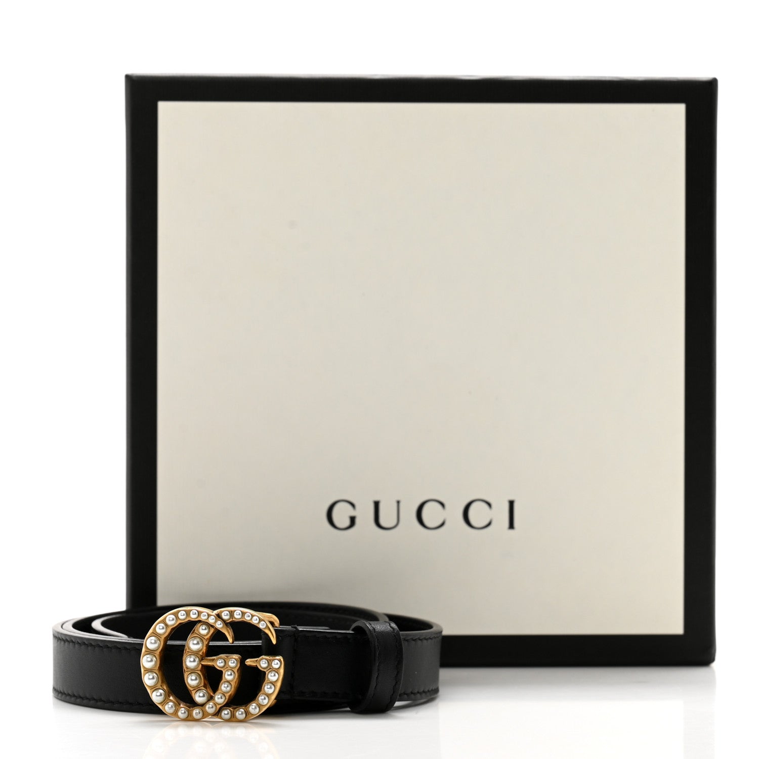 Gucci Calfskin Pearl Double G 20mm Belt 75 30 Black Cream 6 of 6