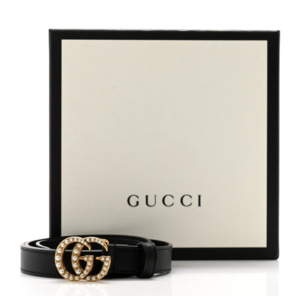Gucci Calfskin Pearl Double G 20mm Belt 75 30 Black Cream 6 of 6