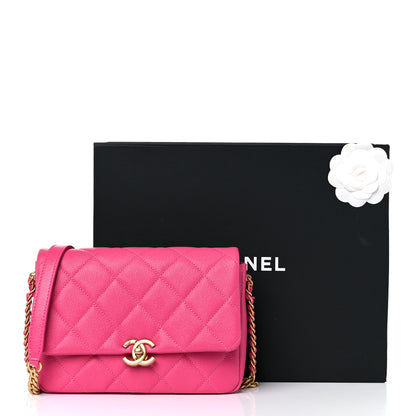 Chanel Shiny Caviar Quilted Small Chain Melody Flap Dark Pink 10 of 10