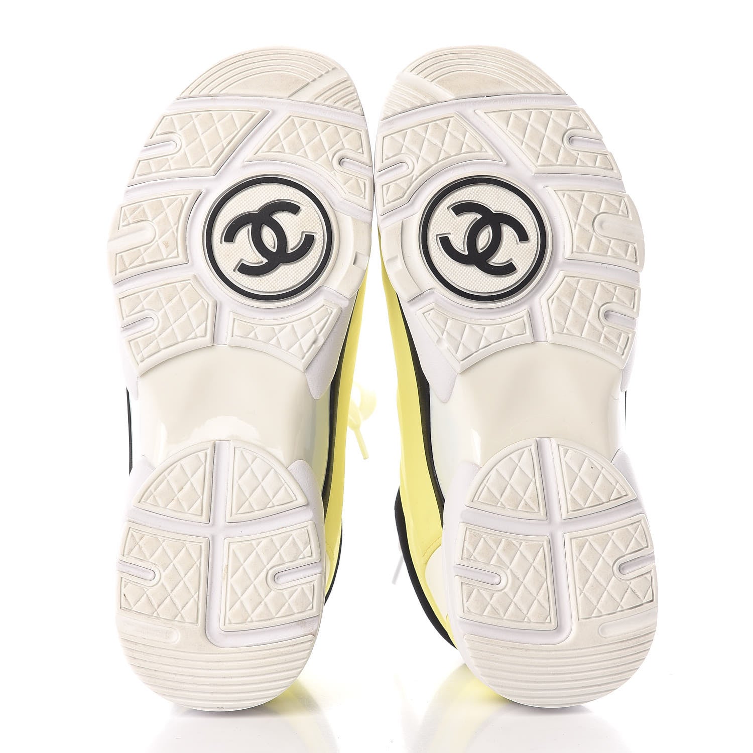 Chanel Lycra Fabric CC Sneakers 35 Yellow 8 of 9