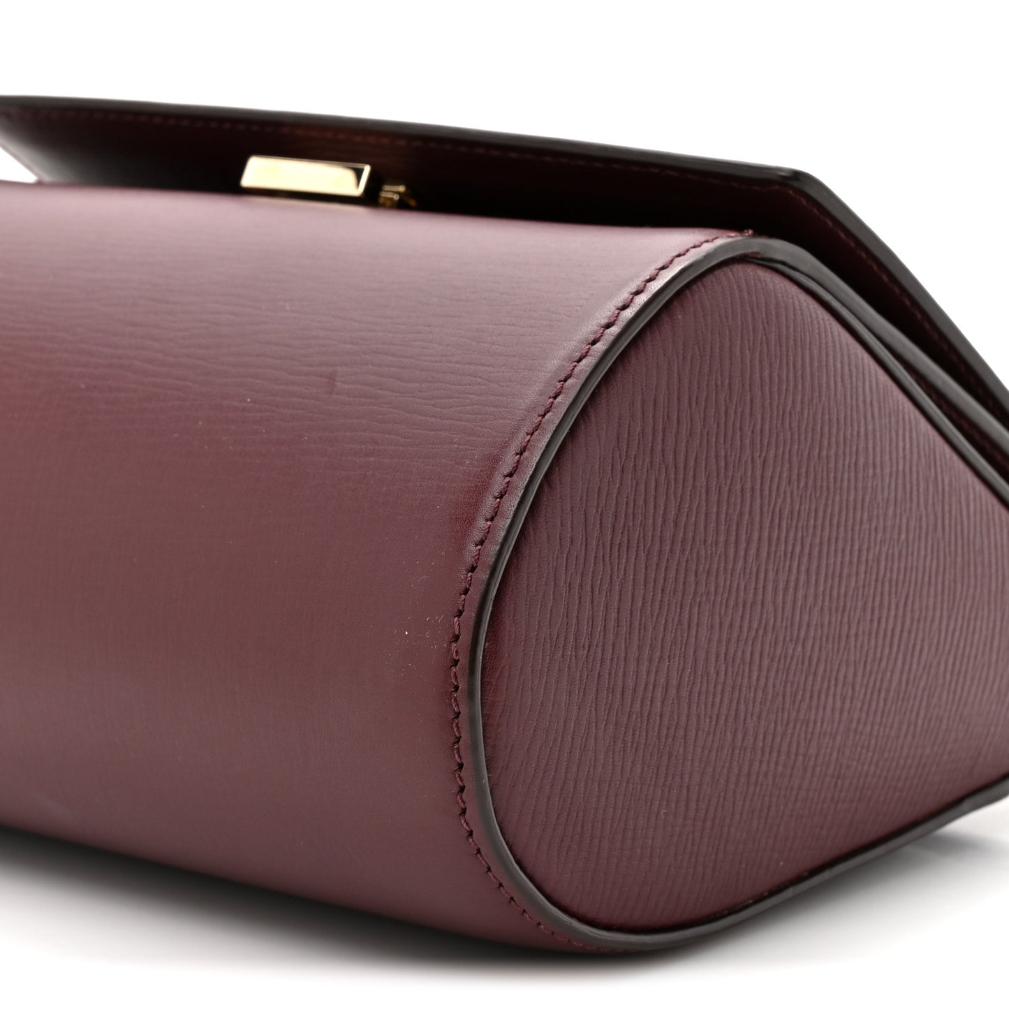 Textured Calfskin Mini Pandora Box Chain Crossbody Bag Oxblood