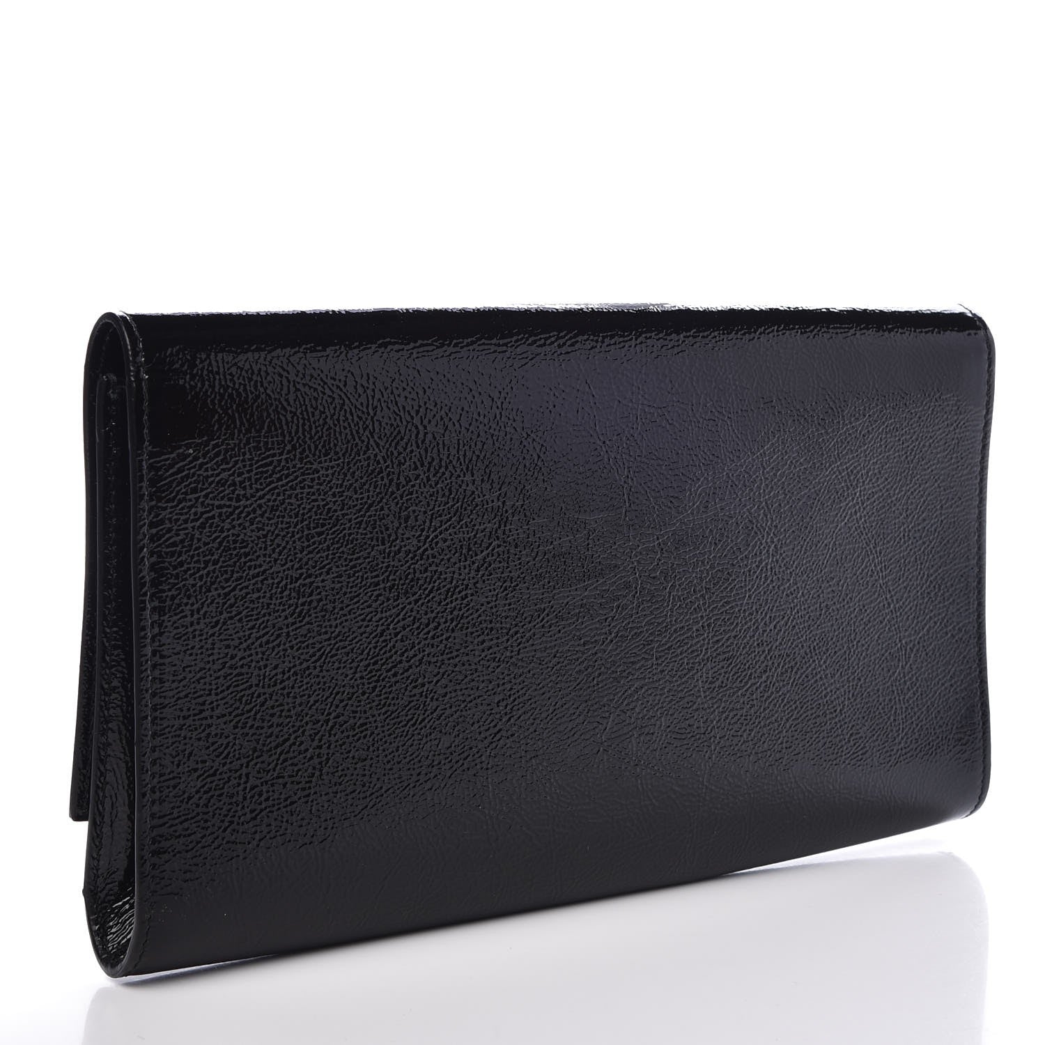 Saint Laurent Textured Patent Monogram Large Belle De Jour Clutch Black 3 of 7