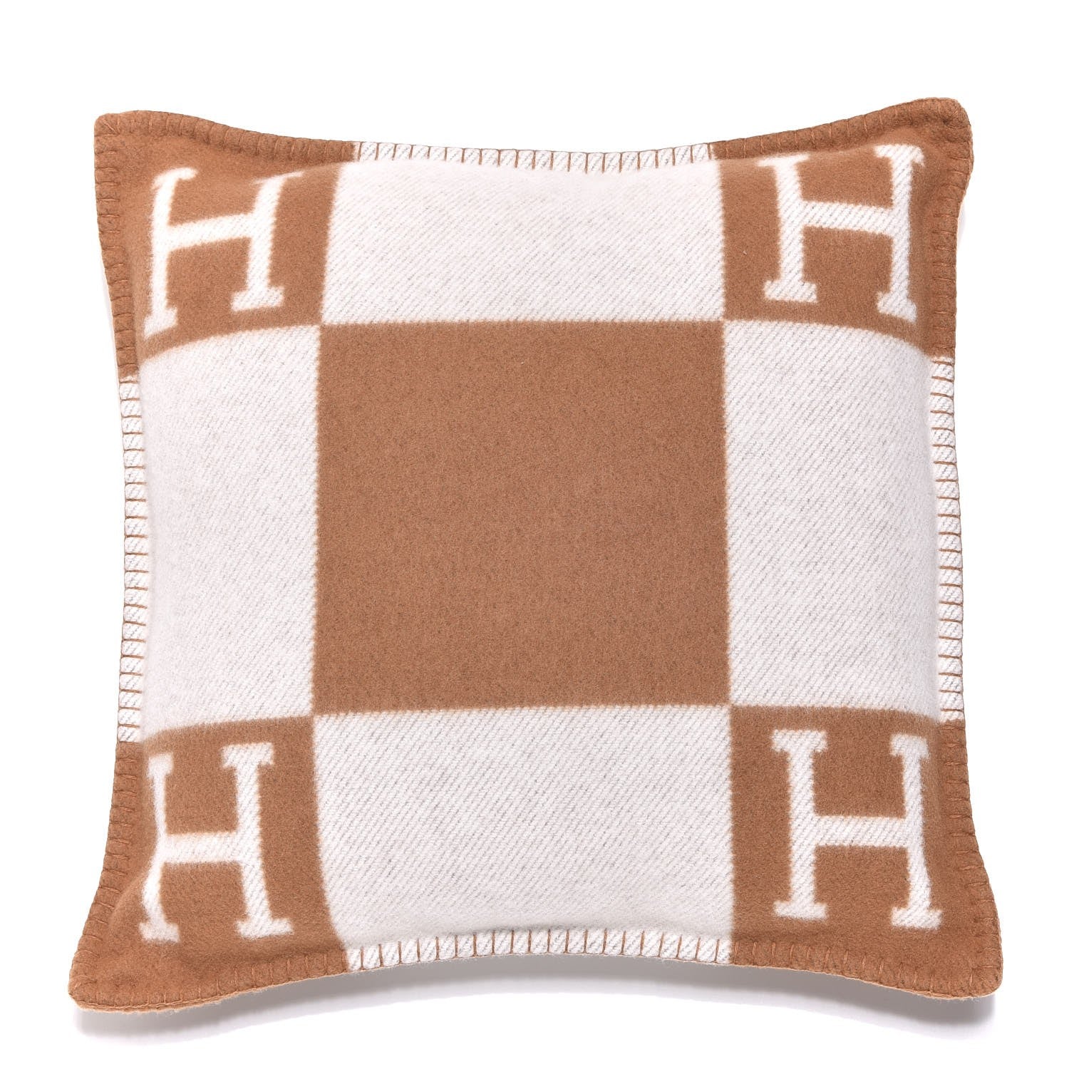 Hermes Wool Cashmere Avalon Pillow PM Ecru Camel 1 of 5