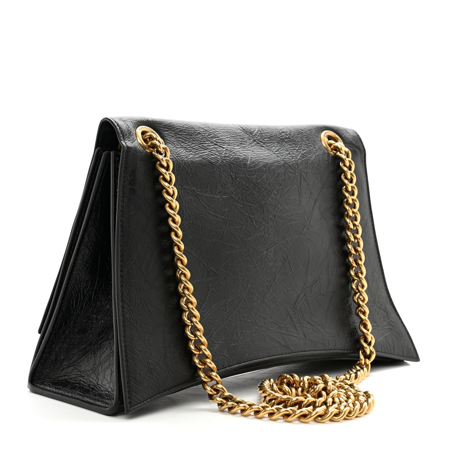 Crushed Calfskin Medium Crush Chain Bag Black