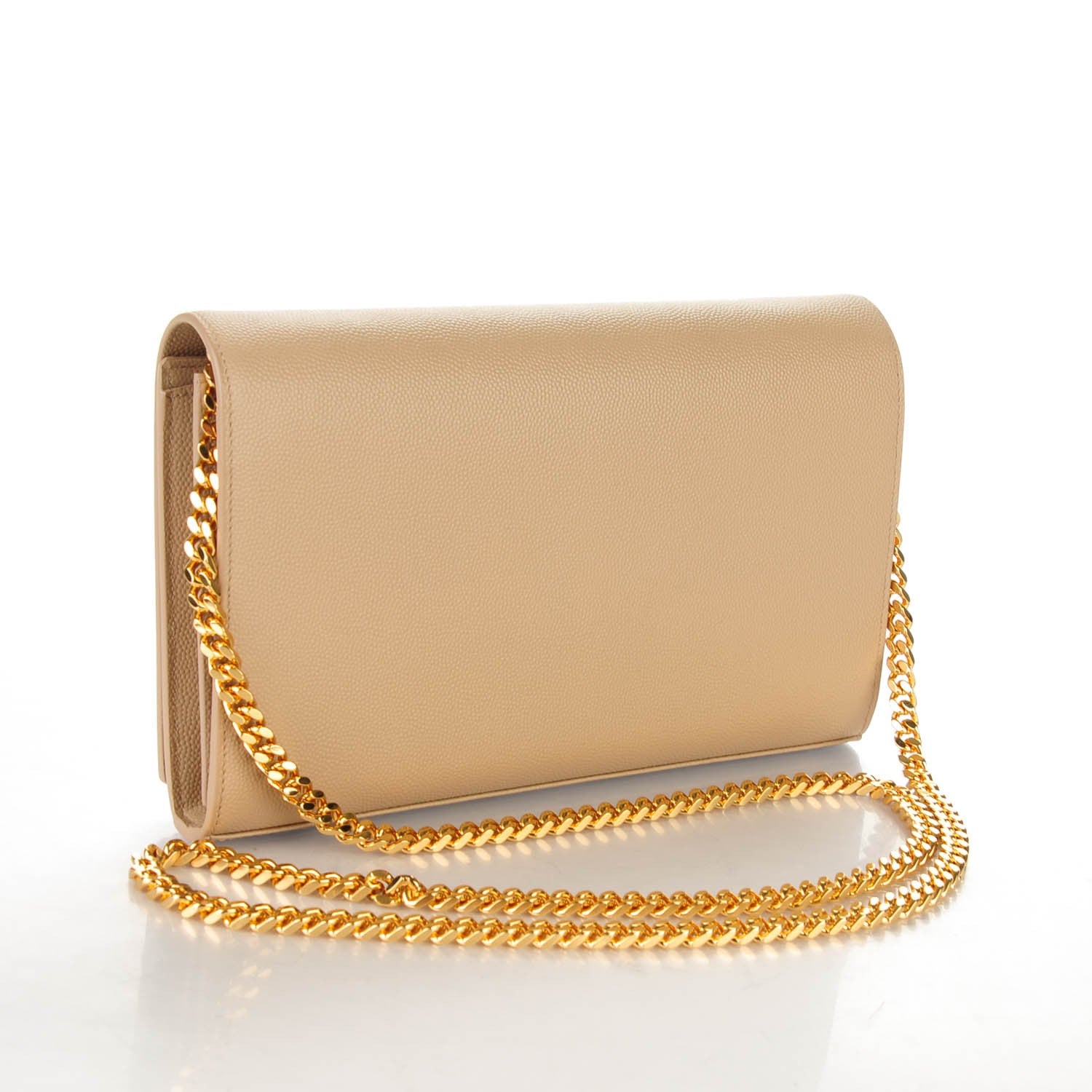 Saint Laurent Grain De Poudre Monogram Chain Wallet Dark Beige 3 of 7