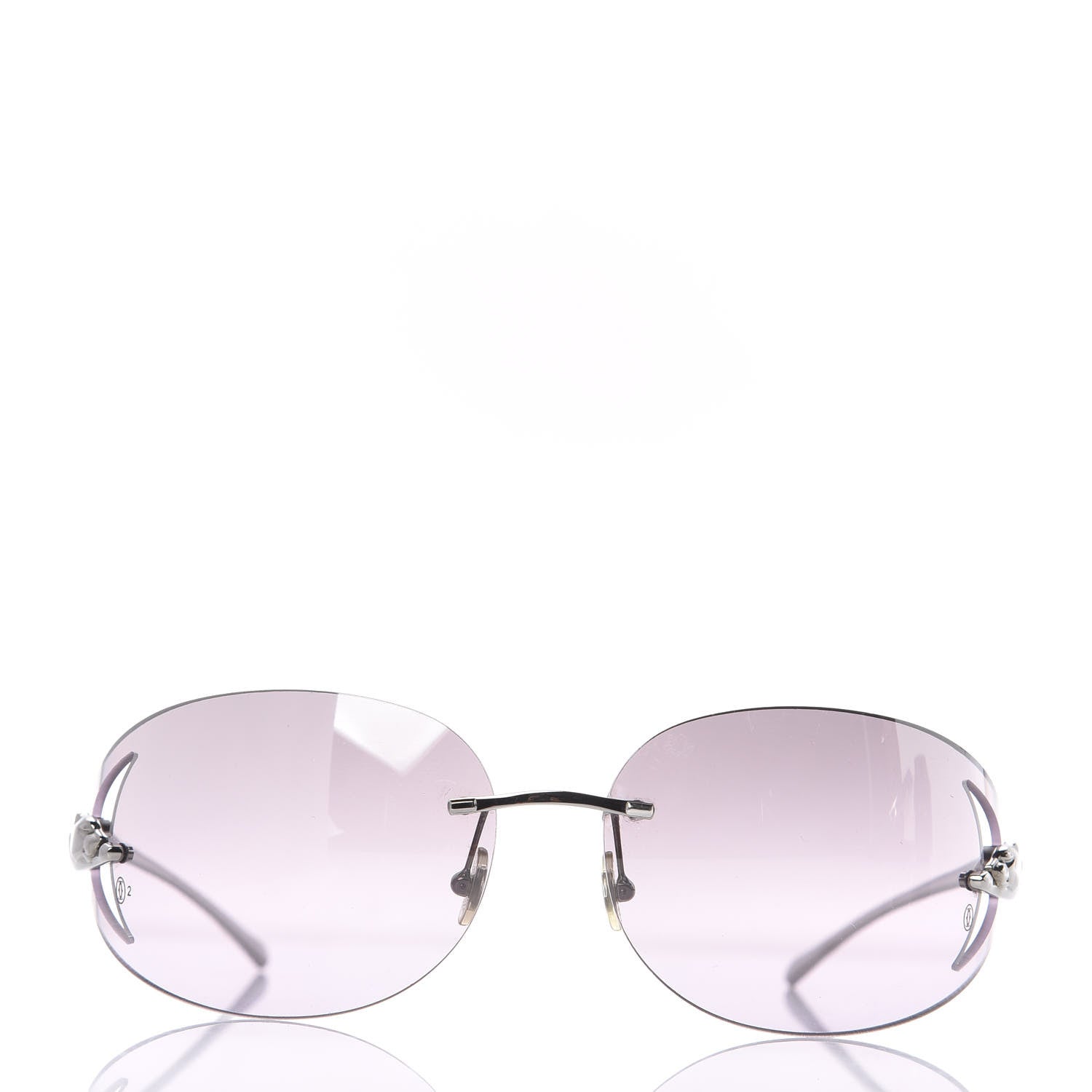 Cartier Panthere De Rimless Sunglasses in Purple and Silver 2 of 6