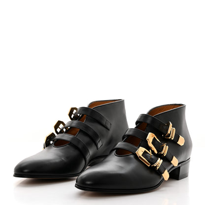 Gucci New Waxed Calfskin Buckle Hollywood Ankle Boots 40.5 Black 3 of 9