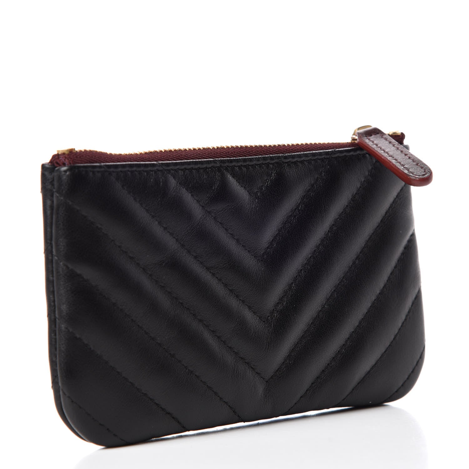 Chanel Lambskin Chevron Quilted Small Cosmetic Case Black 3 of 10