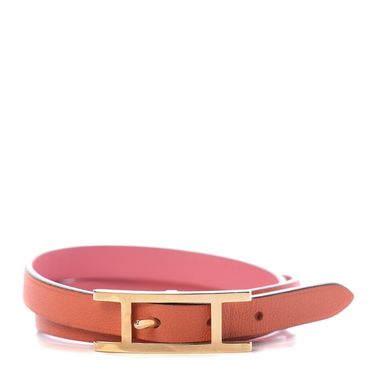 Hermes Swift Behapi Double Tour Reversible Bracelet Rose Azalee Orange Poppy 1 of 4