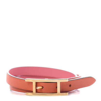 Hermes Swift Behapi Double Tour Reversible Bracelet Rose Azalee Orange Poppy 1 of 4