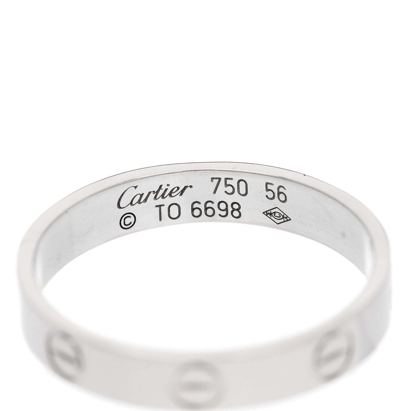 18K White Gold 3.5mm LOVE Wedding Band Ring 56 7.5