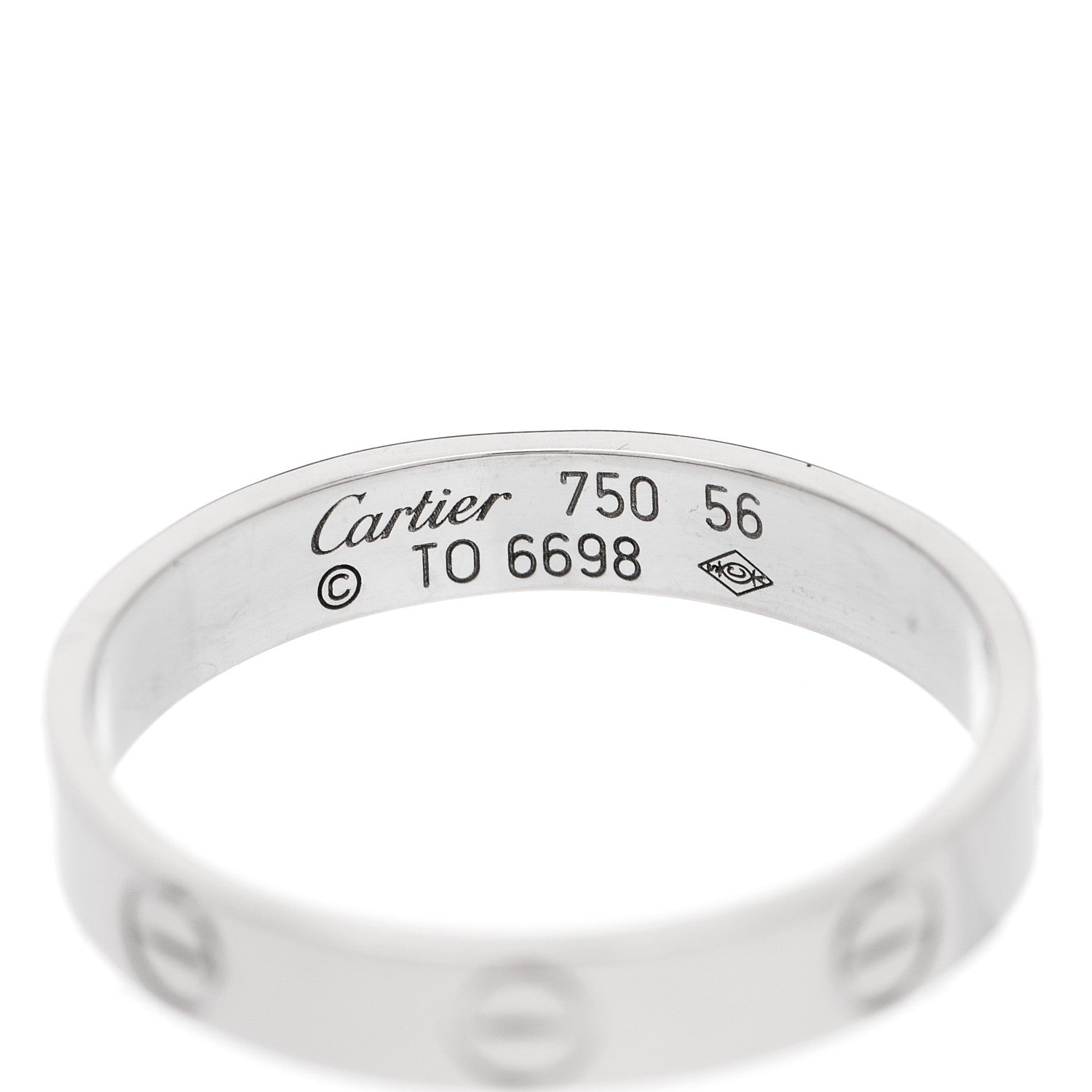 Cartier 18K White Gold 3.5mm LOVE Wedding Band Ring 56 7.5 3 of 3