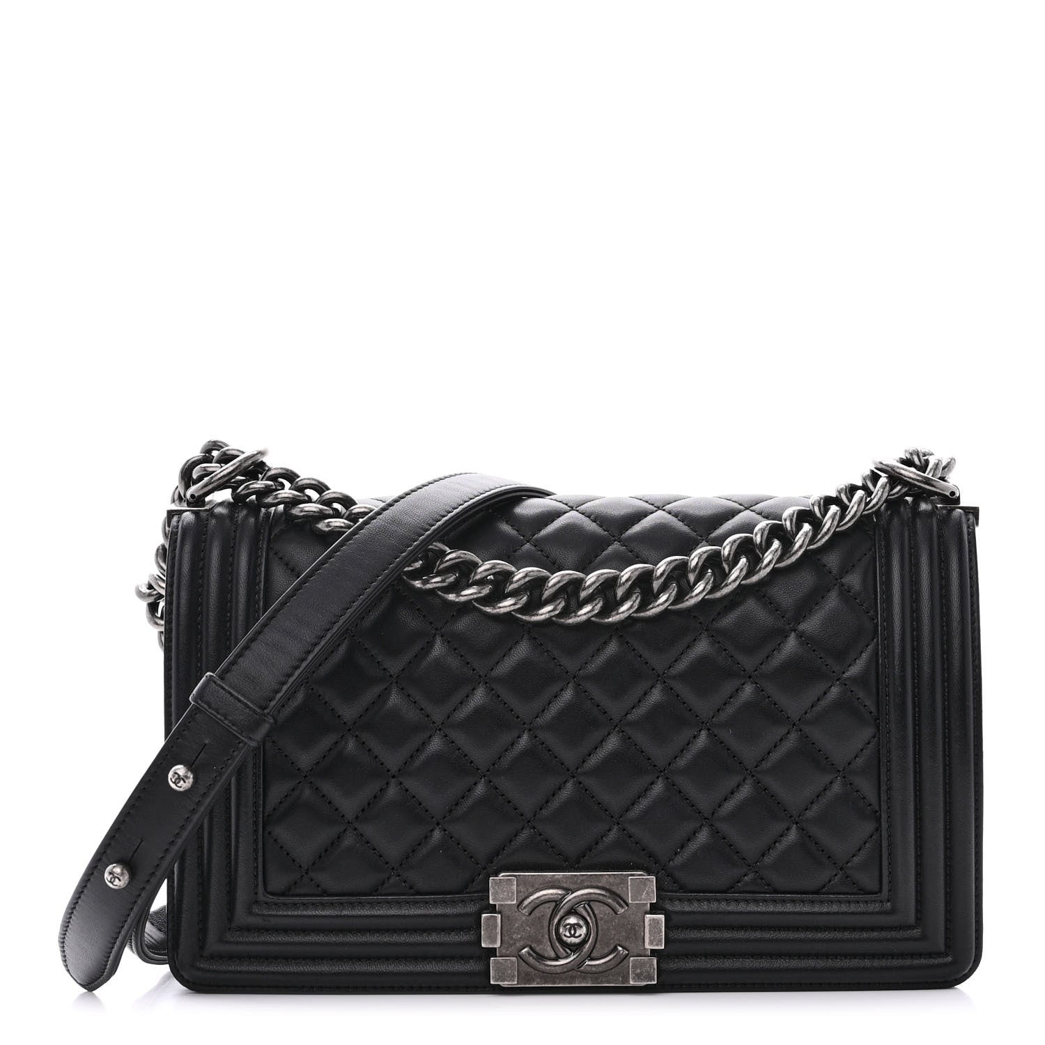 Chanel Lambskin Quilted Medium Boy Flap Black 1 of 12