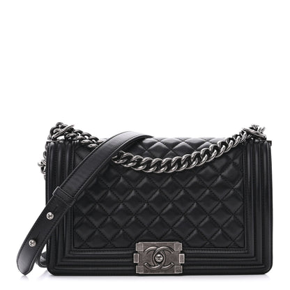 Chanel Lambskin Quilted Medium Boy Flap Black 1 of 12
