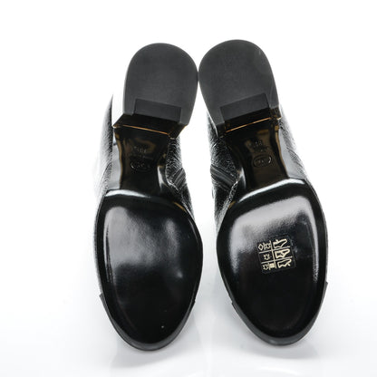 Chanel Crinkled Calfskin Grosgrain Pearl CC Cap Toe Ankle Booties 38.5 Black 5 of 7