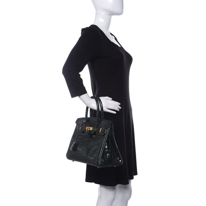 Hermes Shiny Porosus Crocodile Birkin 30 Vert Fonce 2 of 13