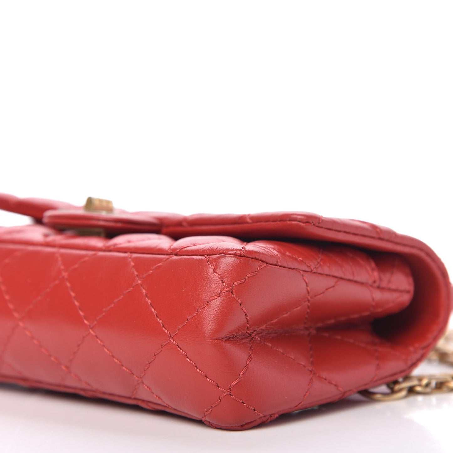 Aged Calfskin Quilted 2.55 Reissue Flap Belt Bag Red