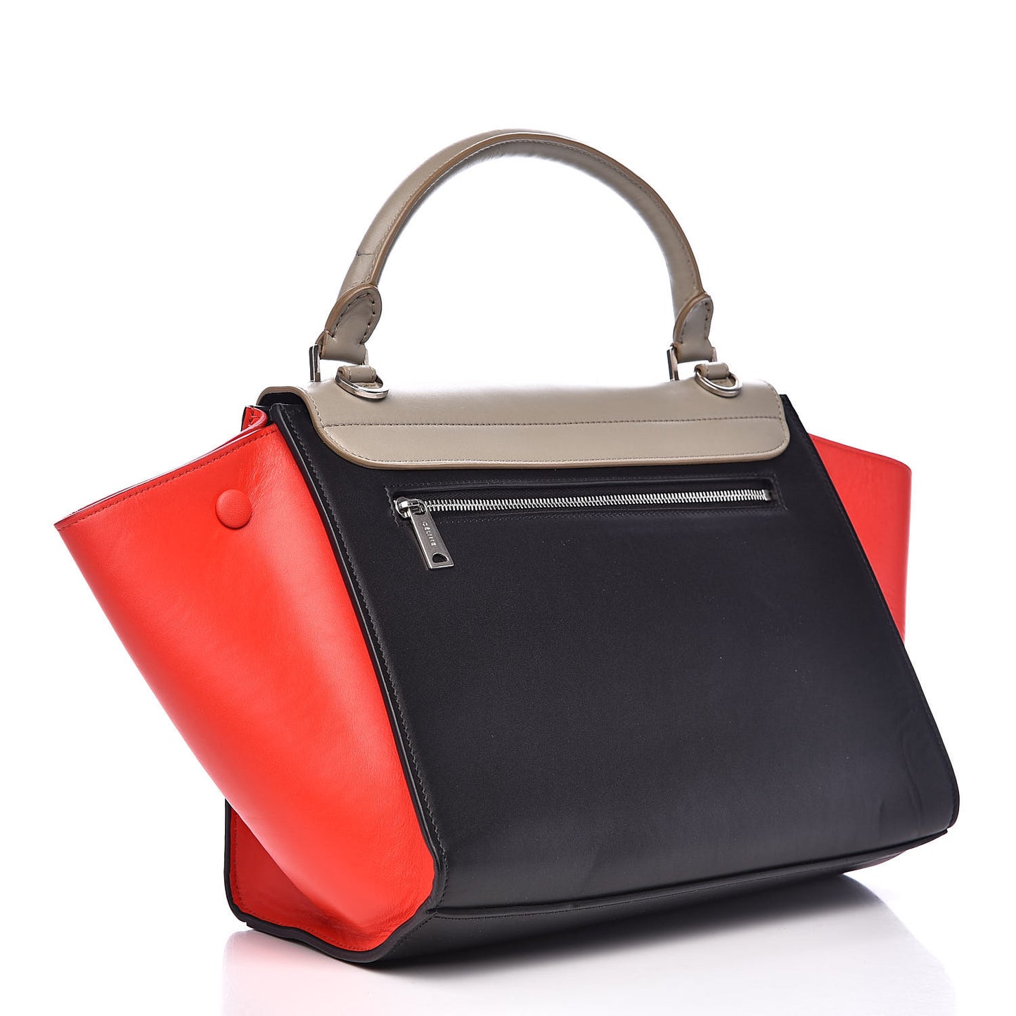 Satin Calfskin Small Tri-Color Trapeze Alizarin