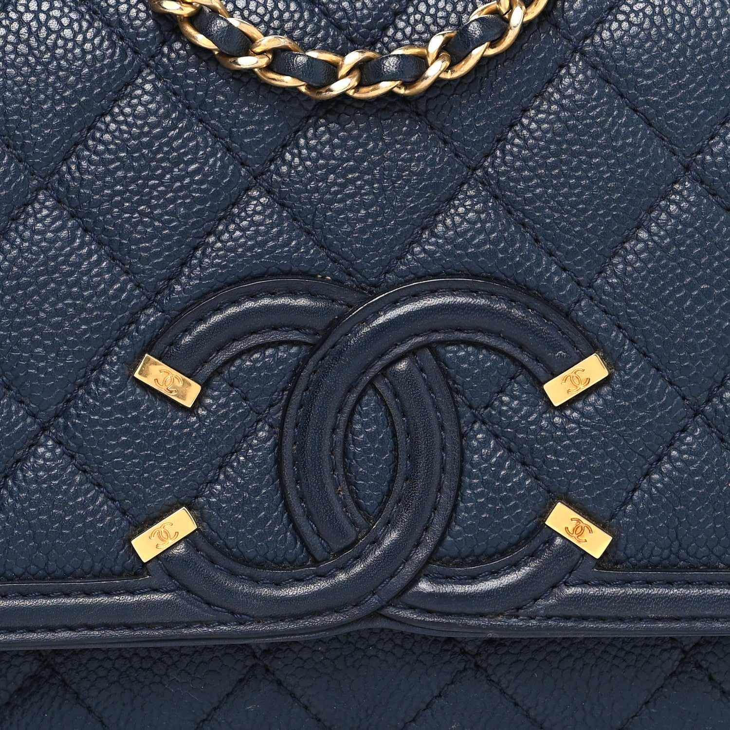 Chanel Caviar Quilted Small CC Filigree Flap Navy 8 of 12