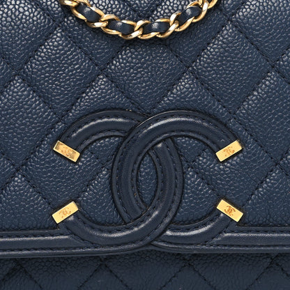 Chanel Caviar Quilted Small CC Filigree Flap Navy 8 of 12